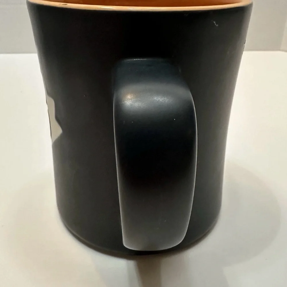 Starbucks Kenya Mermaid Sun Face Etched Mug Black Orange Siren Collector 2011